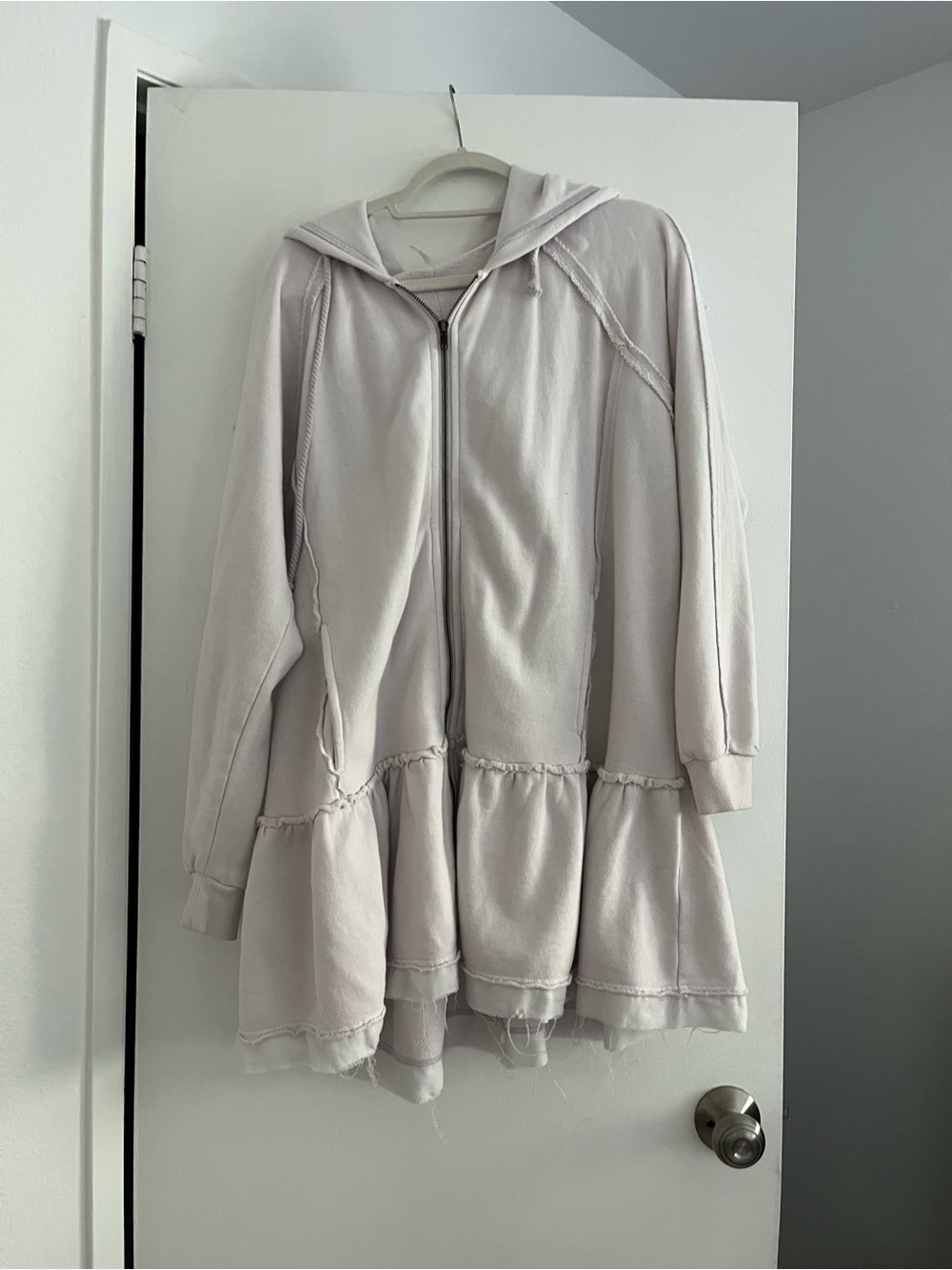Free People Lavender/white Kara Cardi Hoodie with Metal Zipper